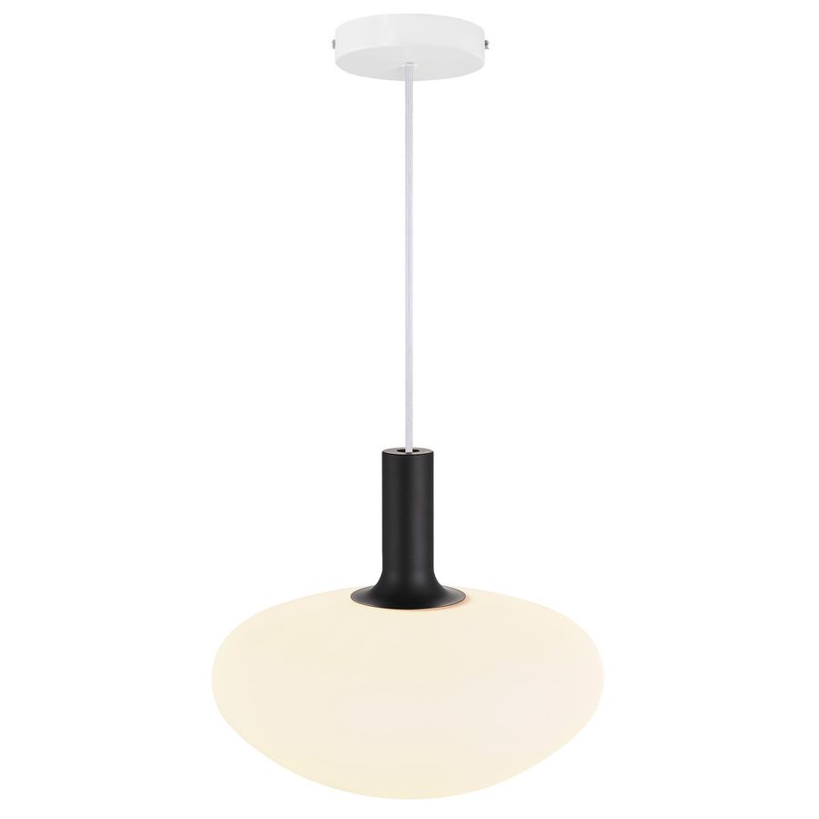 Alton 35 Pendelleuchte - E27 60W schwarz / Opalweiss glas 35cm Durchmesser