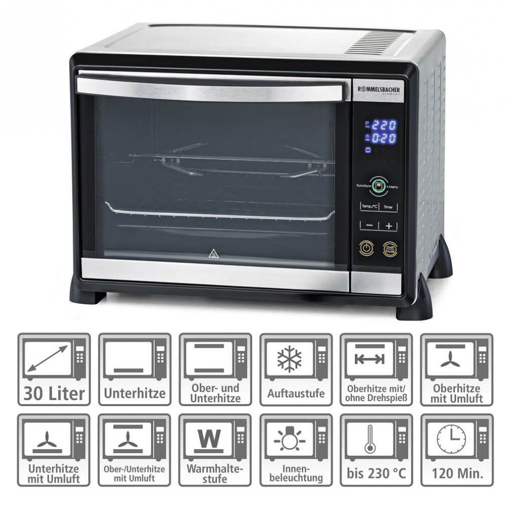 Minibackofen BGE 1580/E - Back & Grill Ofen , Edelstahl, 1580W