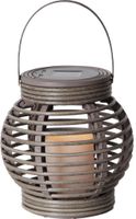 Solar Laterne Rotang - Grau, Lichtfarbe Warmweiss