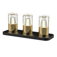Kristy, Deko TL, 3er Set - Gold, incl. Ladestation u. 1m USB Kabel,  IP44, 5V,  0,48 W, 60 Lm, 2200 K -3000K, dimmbar