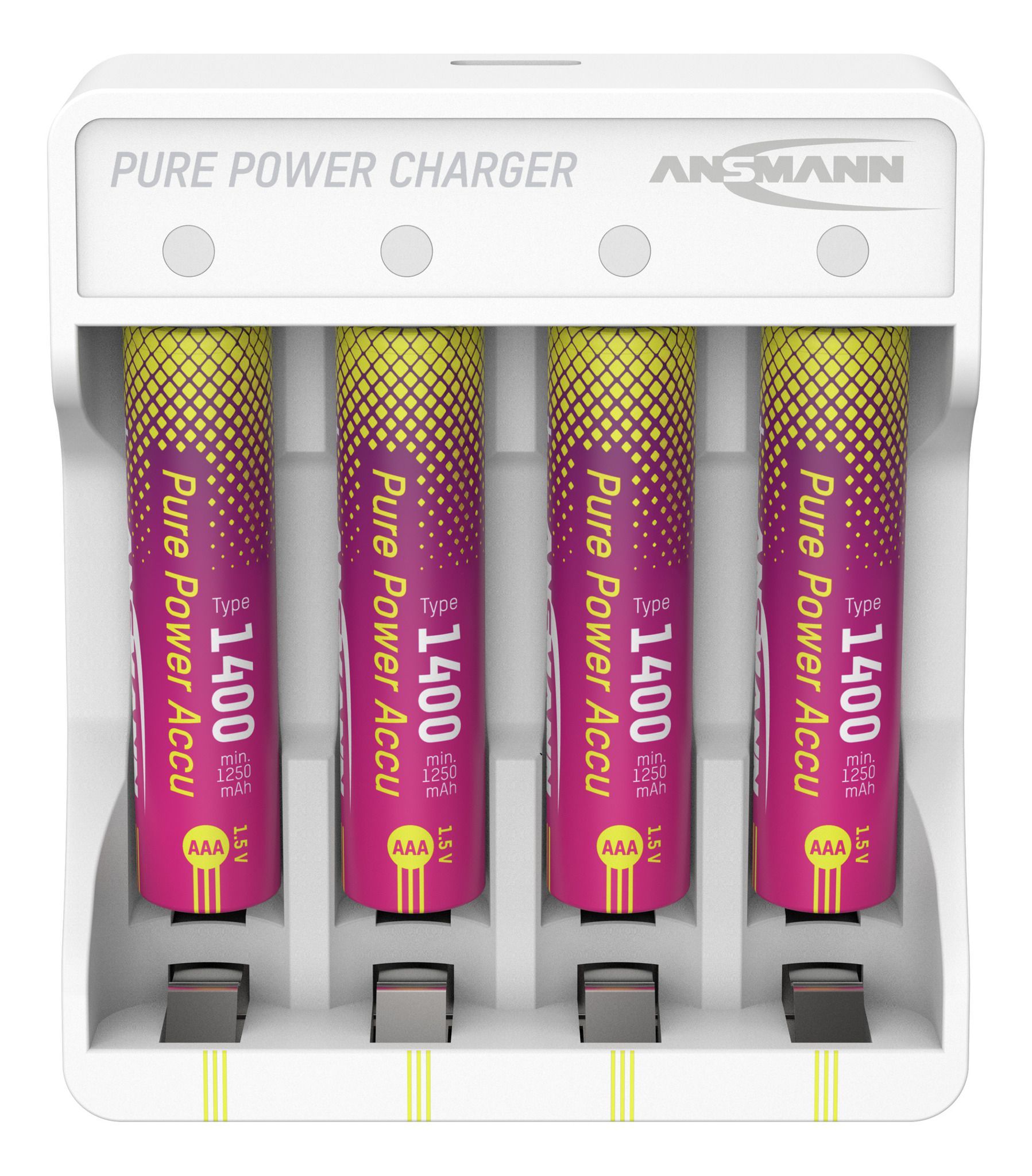 Pure Power Set 4× Micro AAA Akkus und Lademodul - Lithium-Ladegerät