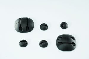 MixedBeans Black - 2x DoubleBeans Ø 35mm, H=12mm, 4x MiniBeans Ø 15mm, H=10mm, schwarz