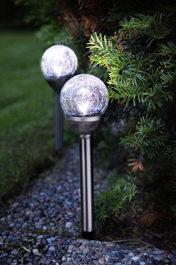 Solar Poller-Leuchte 2 Pack Roma - Silber, Lichtfarbe Kaltweiss
