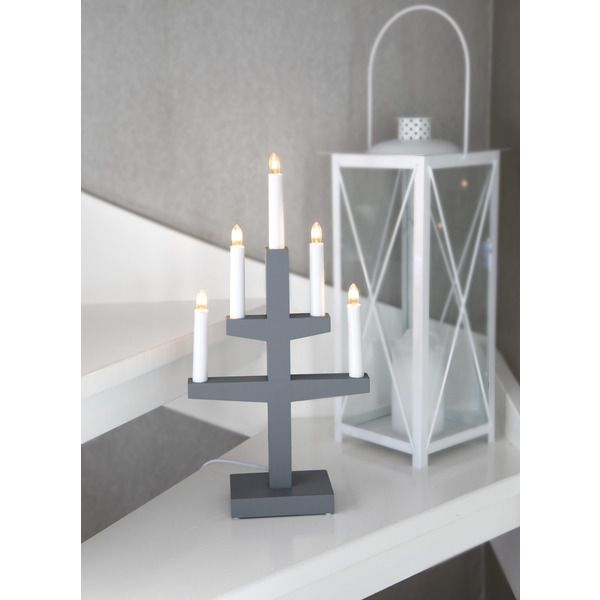 Kerzenleuchter Trapp - IP20, Grau, Warmweiss