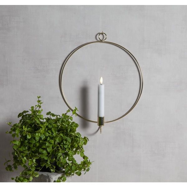 Indoor Decoration Flamme Wall - Indoor, Messing, 34cm Höhe, Timerfunktion