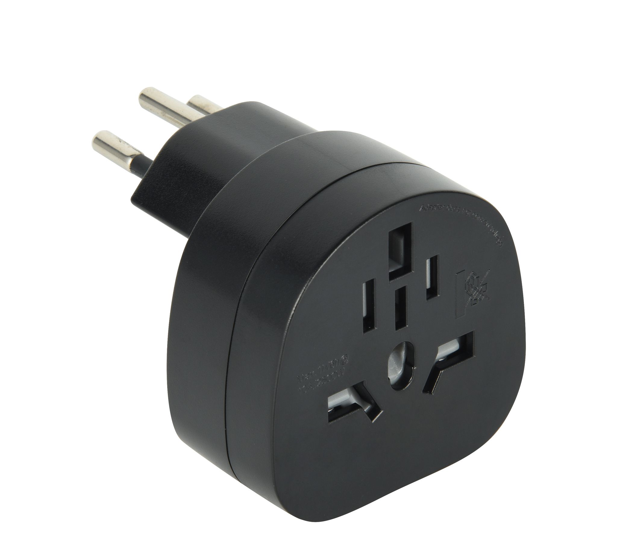Reiseadapter World to Switzerland, schwarz - Out: CH In: IT, BRA, UK, USA/Japan Typ A/B, AUS/China