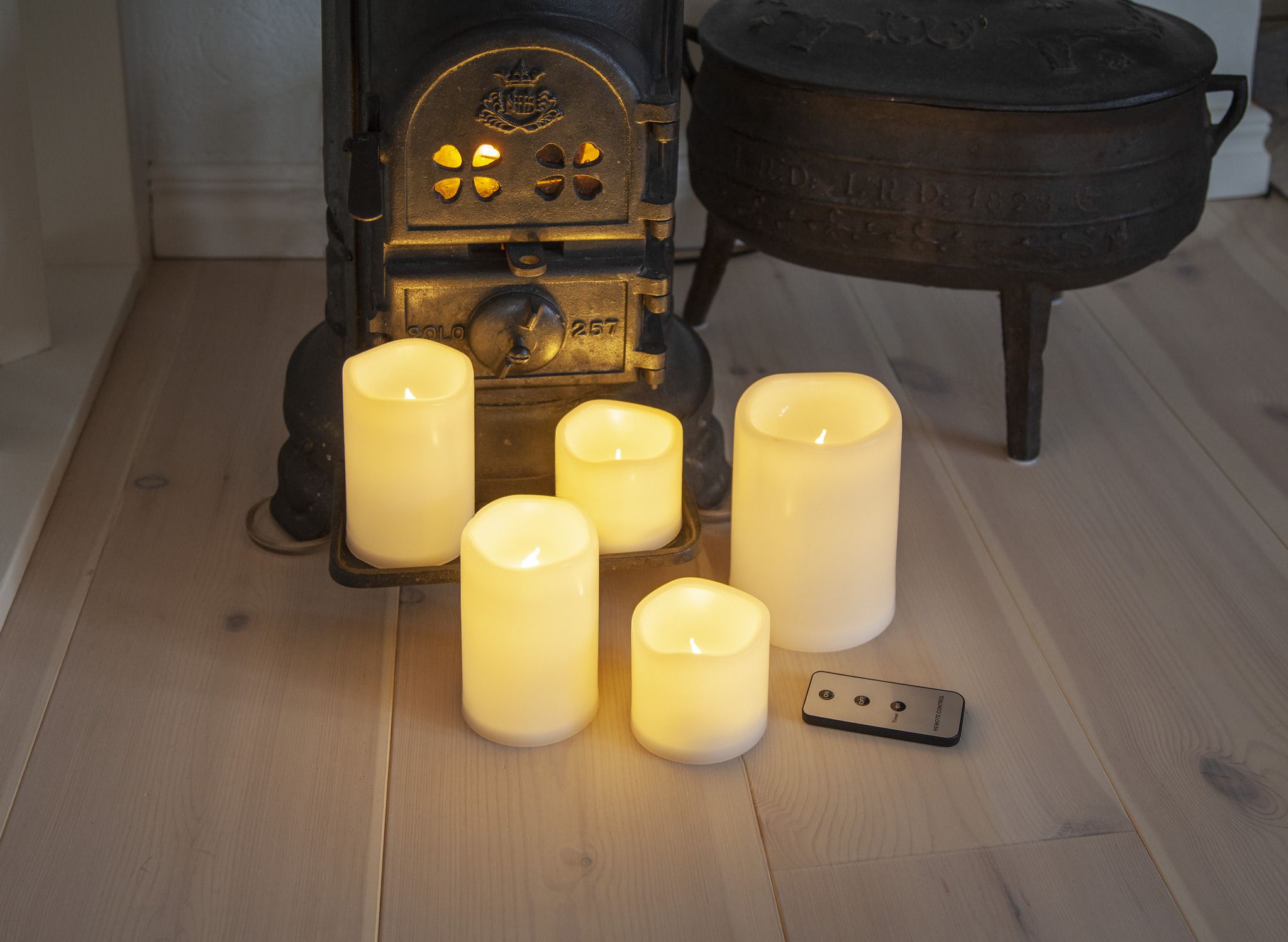 LED Pillar Kerze Paul 5er Pack - Outdoor, Elfenbein, Timerfunktion