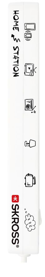 SKROSS Home Station USB-C - 1x USB-C + 1x USB-A max. 3.4A, 4xT13, Flachstecker T12 mit Lasche, 1.5m Kabel, weiss