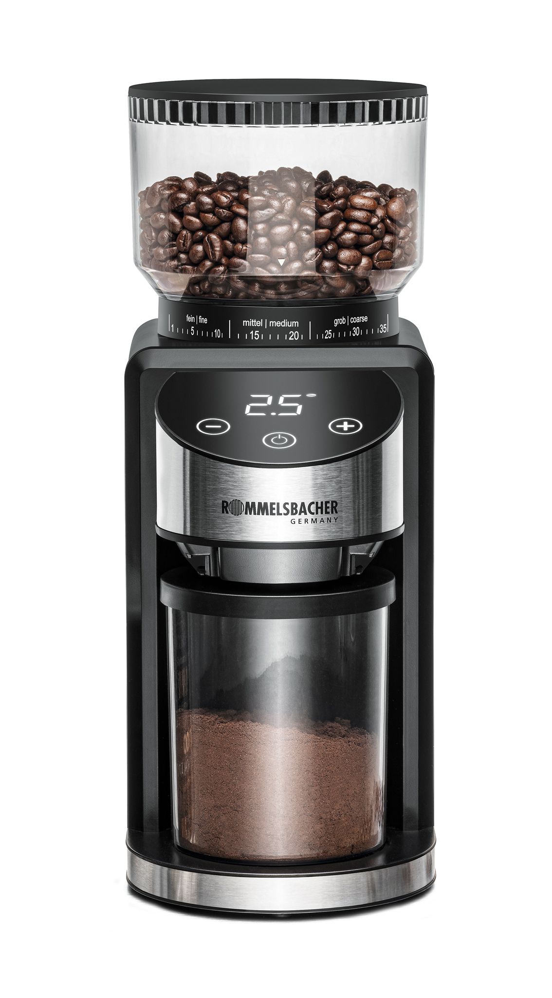Kaffeemühle EKM 400 mit Kegelmahlwerk - Kaffeemühle mit Kegelmahlwerk , Schwarz/silber, 150W