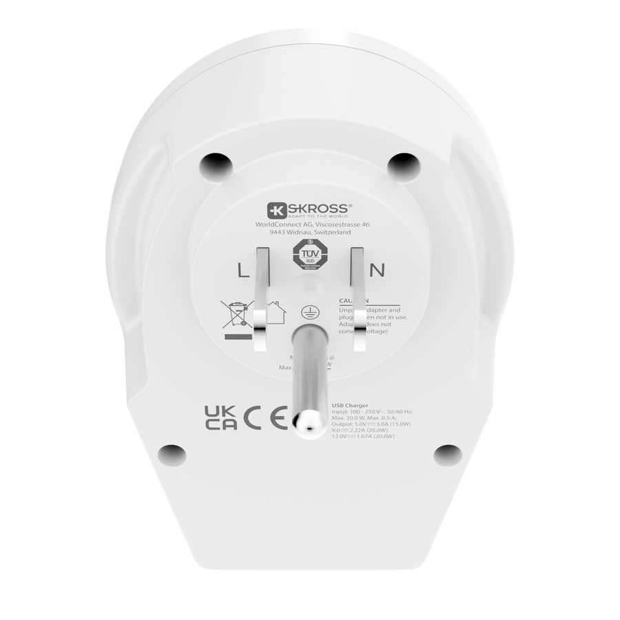 World to USA USB C20PD - Out: USA, In: CH, IT, 2-Pol EU, UK, BRA, USA/Japan, AUS/China, 1xUSB-C PD