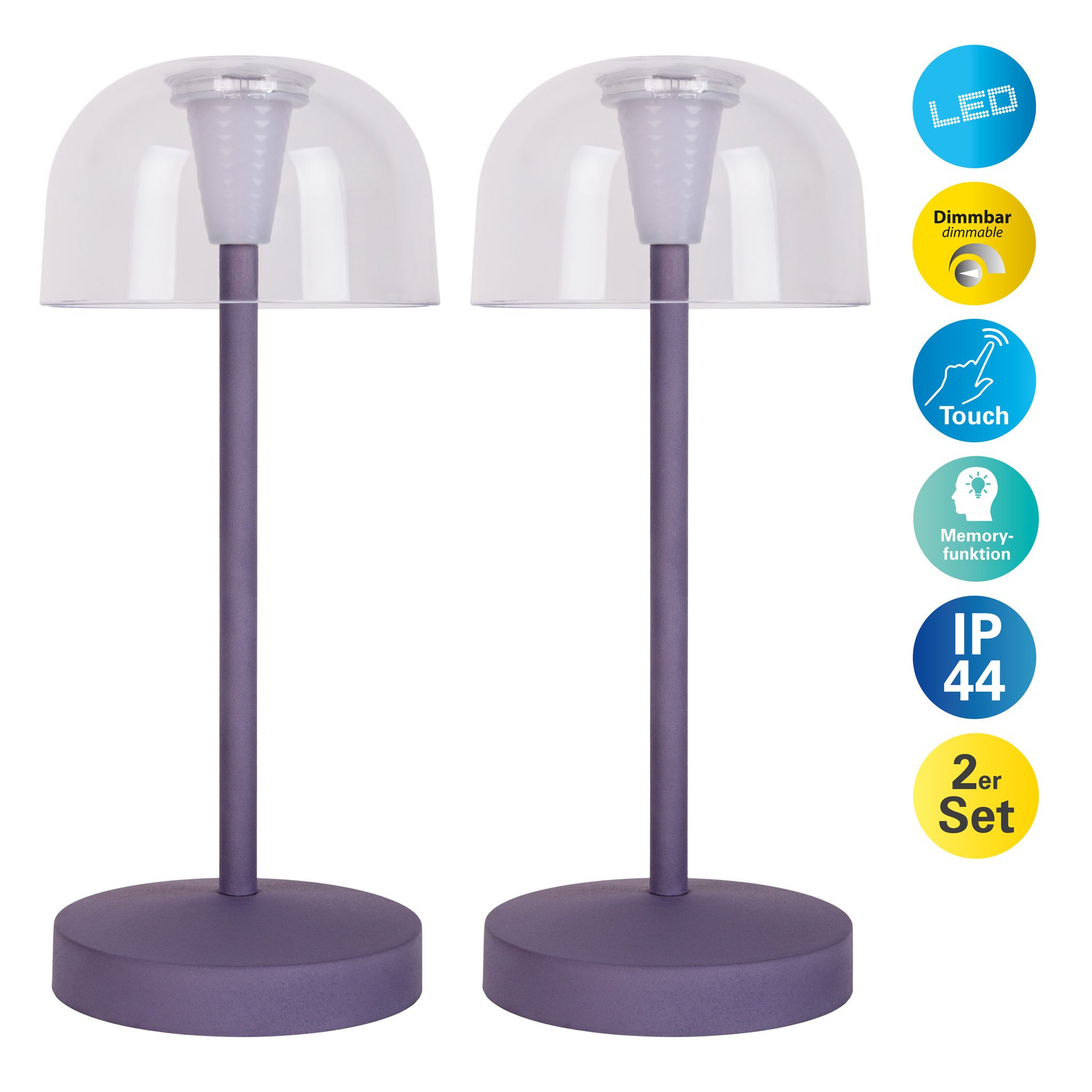 Akku- Tischleuchte GOMBA brombeere 2er Set - LED-Modul, 1W, IP54