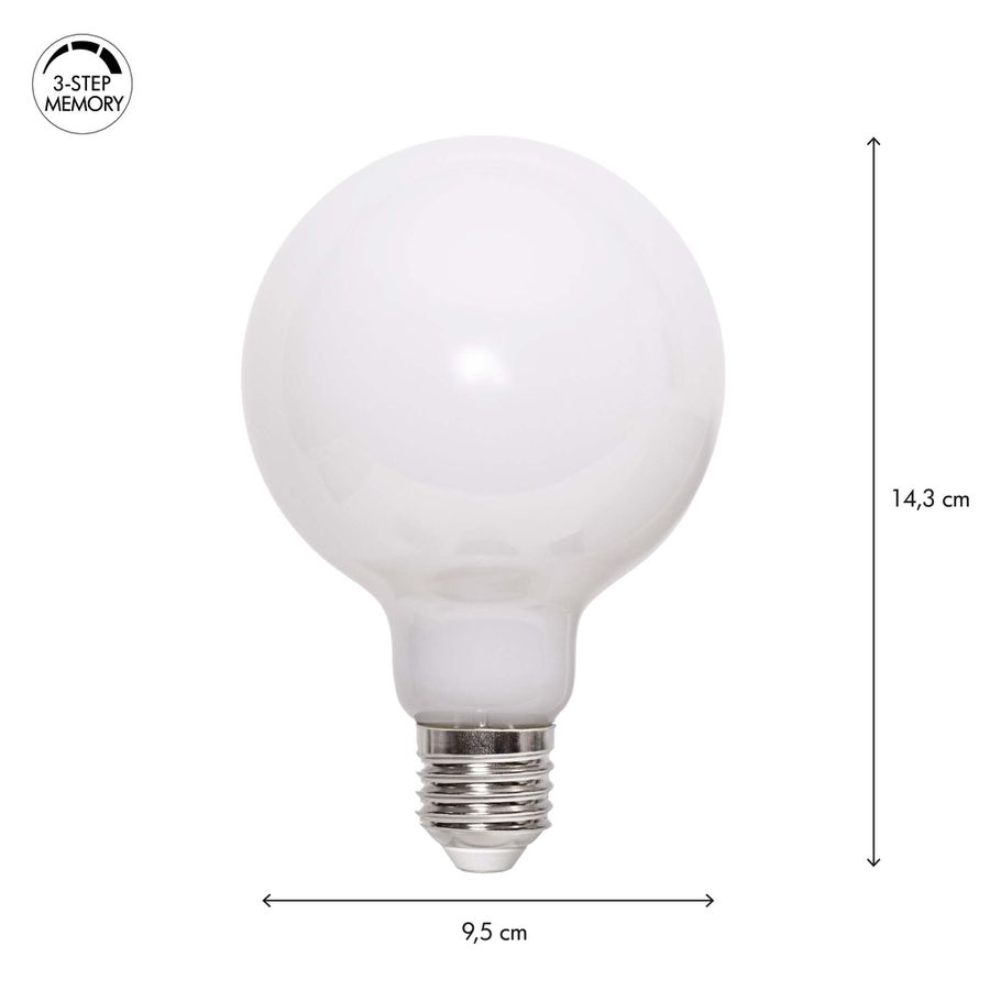 LED Leuchtmittel E27 G95 Opaque Filament RA90 3-step - E27, 800Lm, 2700K, 7W, 220-240VAC