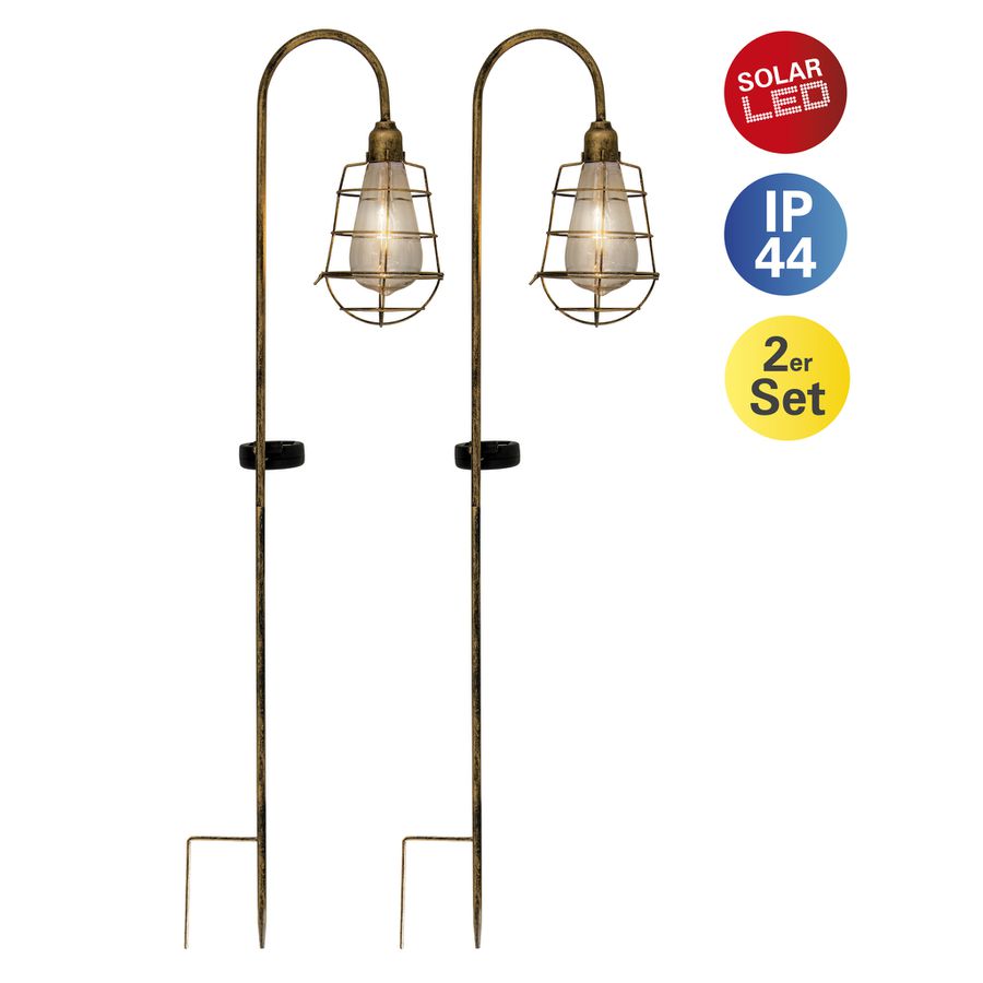 2er-Set LED Deko-Solar-Erdspieß h:76.5cm - IP44, warmweiss, 0.06W