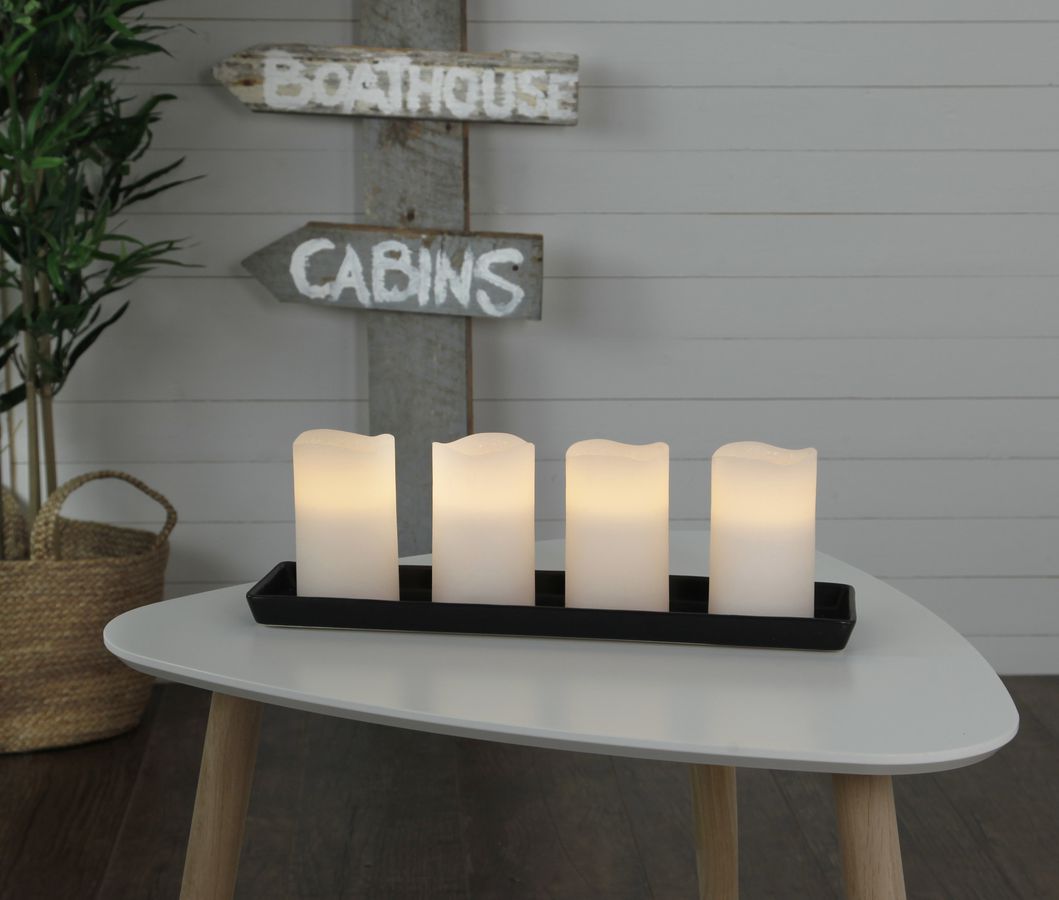 LED Pillar Kerze 4er Pack May - Indoor, Weiss, 12.5cm Höhe, Timerfunktion