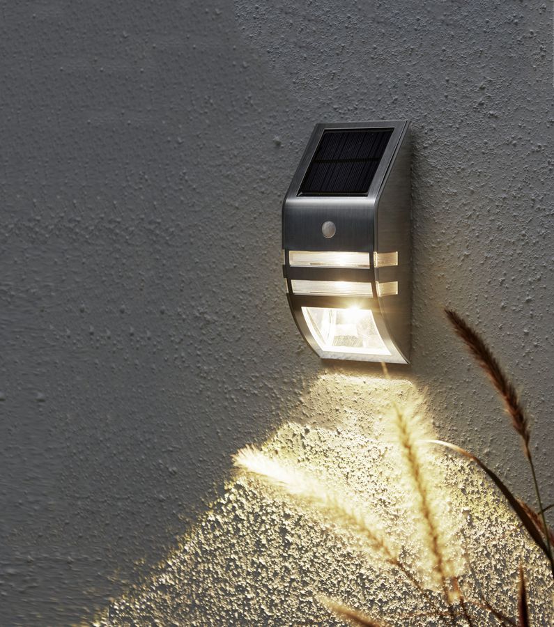 Solar Wand Laterne Wandy - Silber, Lichtfarbe Warmweiss