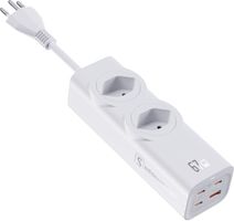 67W GaN Fast Charging Station - 2x T13, Out: USB-C1/ C2/ C3: 67W PD, C1+C2 shared: 45W + C3: 20W, USB-A: 5W, GaN, 1.5m Kabel, weiss