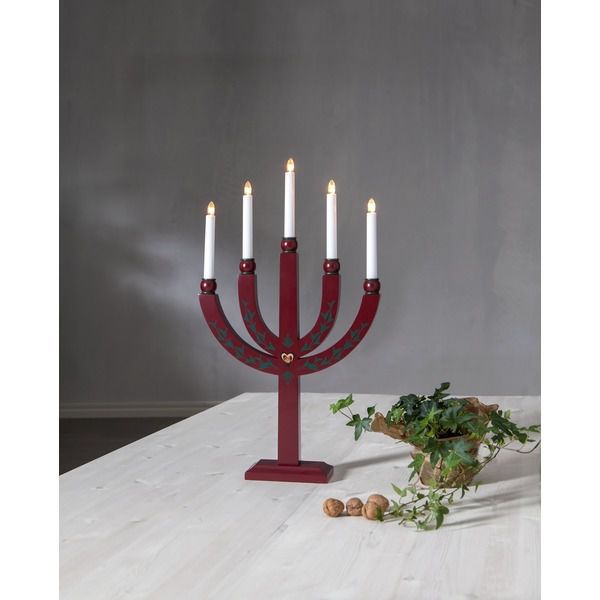 Kerzenleuchter Elias Tradition - IP20, Rot, Warmweiss