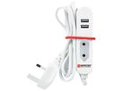 TRAVEL STATION UK - 1x Euro-Steckdose, 2x USB 2.4A (shared): 5V DC Stecker: UK & EU 10A / US 15A