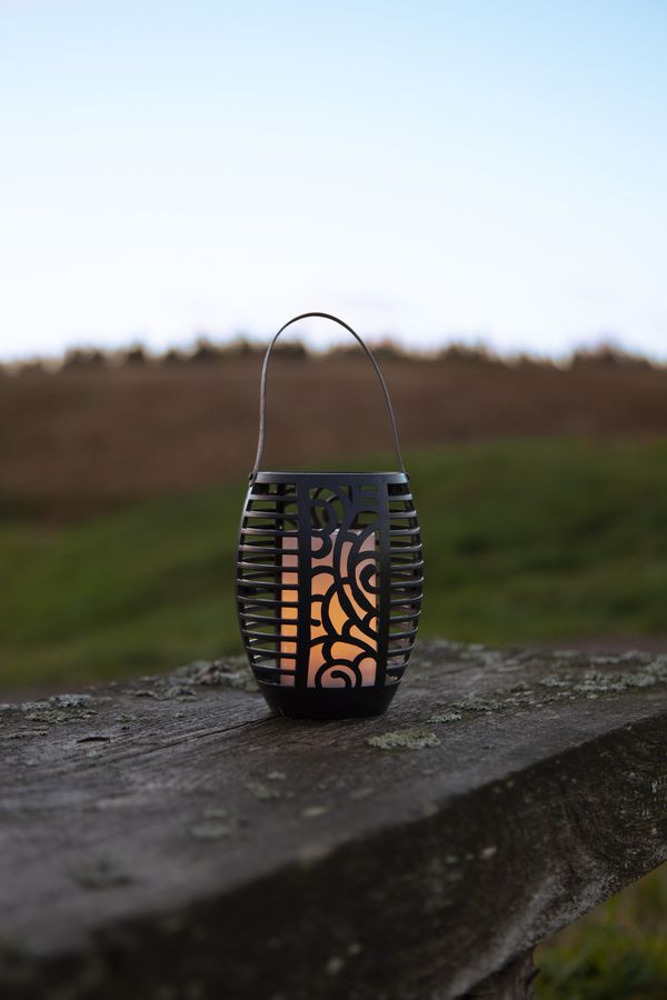 Solar Fackel Flame - Schwarz, Lichtfarbe Gelb