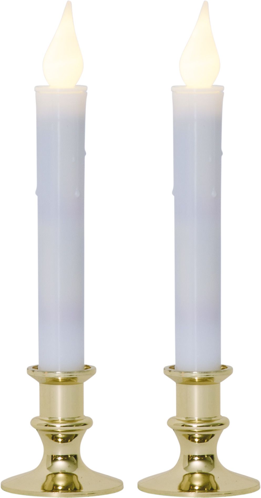 LED Dinner Kerze 2er Pack Mette - Indoor, Messing, 23cm Höhe, Timerfunktion