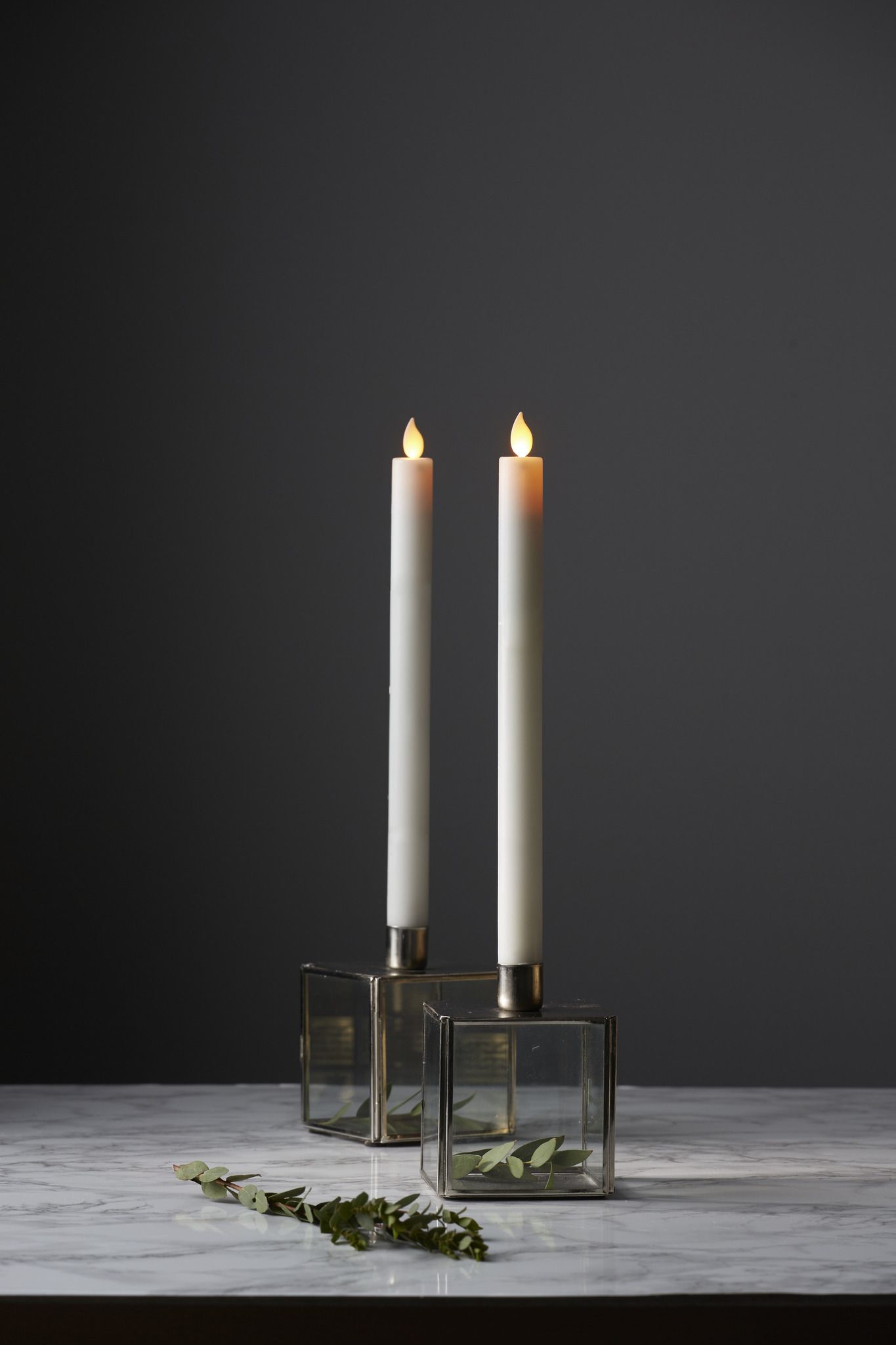 Candela di cena a LED 2-Set M-Twinkele - Indoor, Weiss, 30cm Höhe, Timerfunktion
