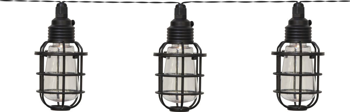 Solar Lichterkette Cage - Schwarz, Lichtfarbe Warmweiss