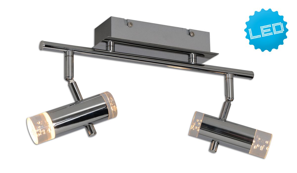 LED Deckenleuchte Garda (2er Spot) - 9W, 650lm, 3000K, IP20, chrom, nicht dimmbar, L=340mm, B=80mm, H=180mm