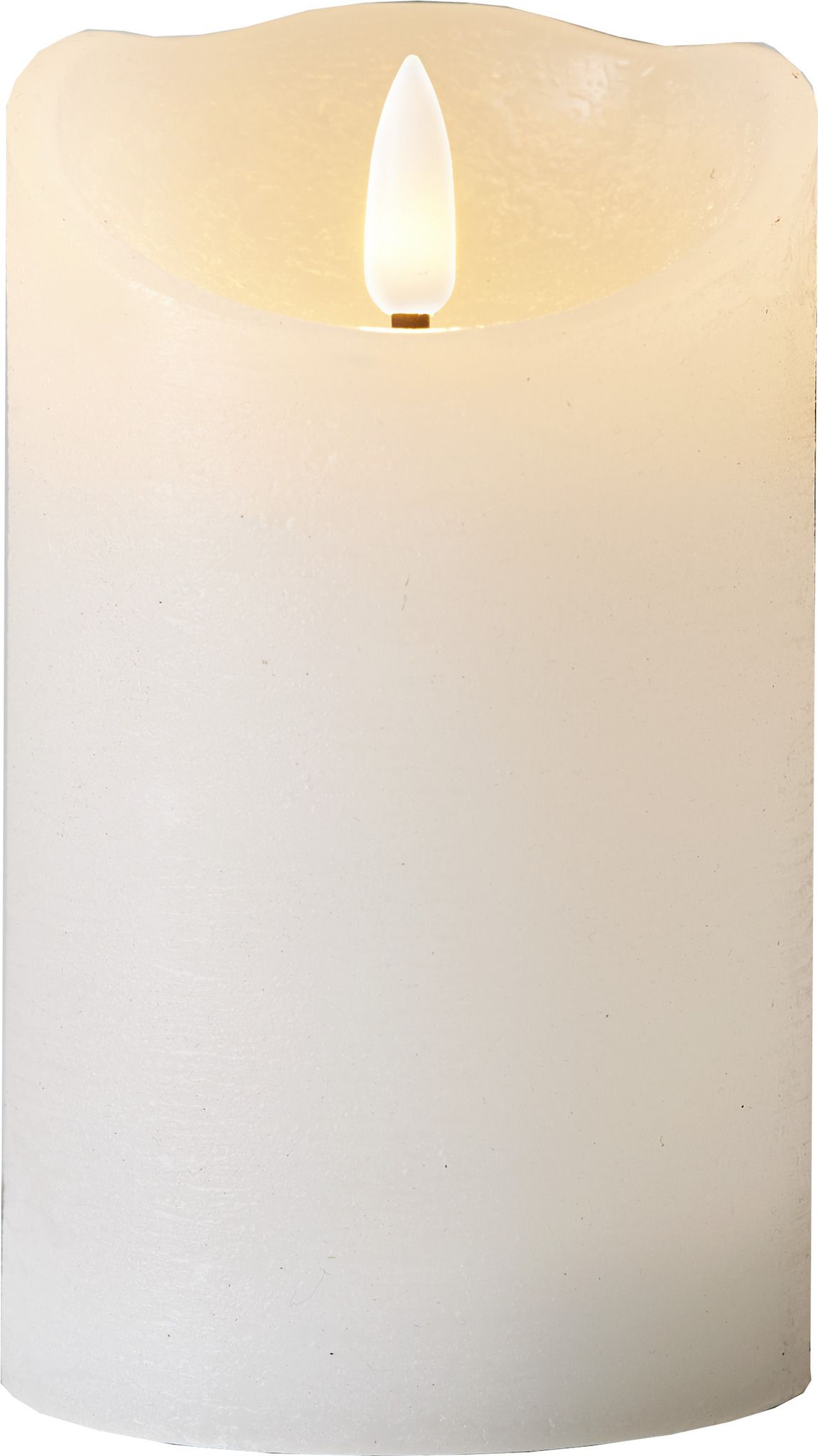 LED Pillar Kerze Flamme Rustic - Indoor, Weiss, 12.50 cm Höhe,  Timerfunktion
