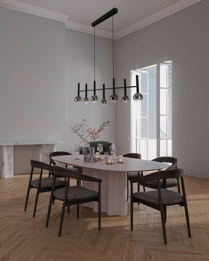 7er LED Pendelleuchte  SINGAPUR  L: 98cm schwarz - IP20, LED-Modul, Schwarz