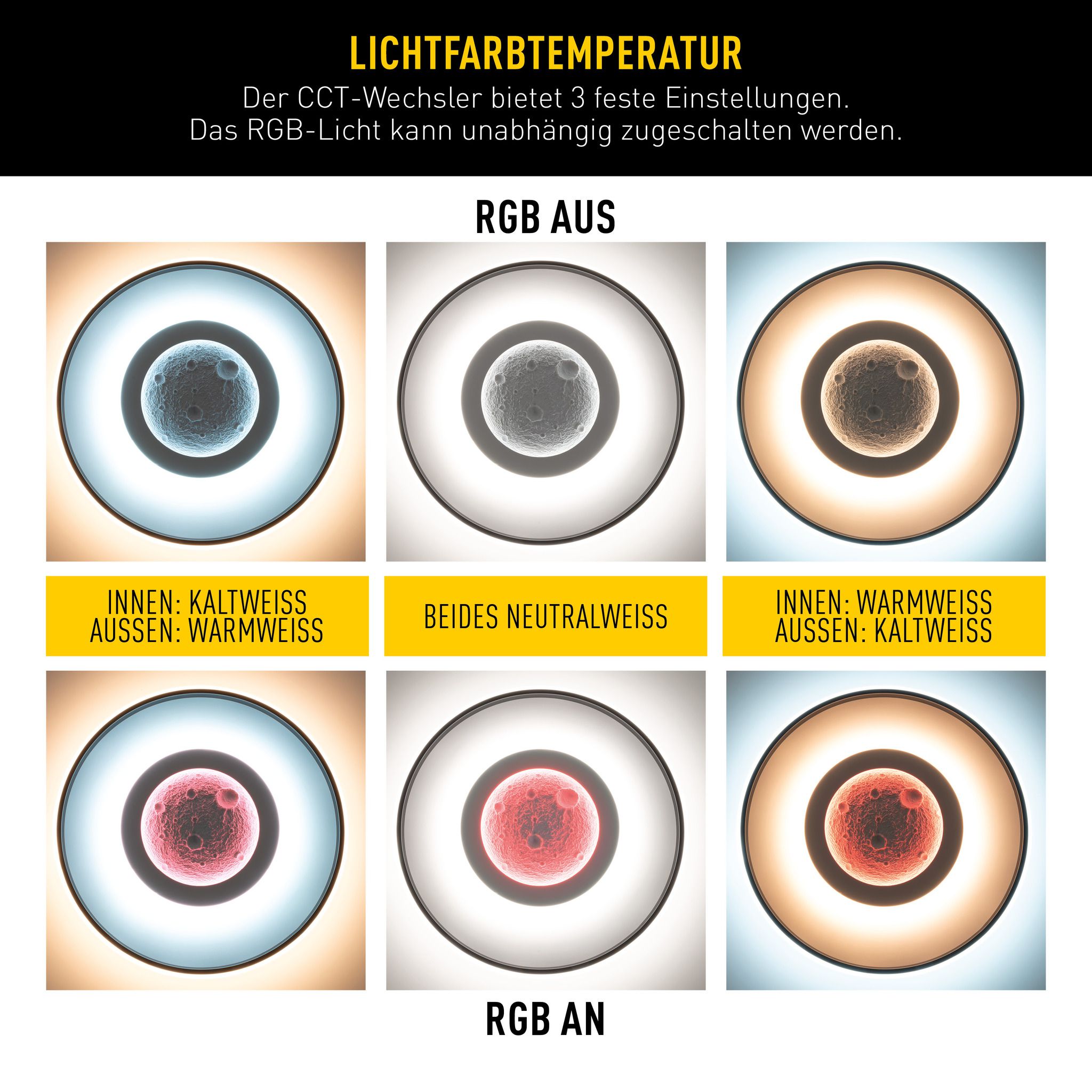 LED Deckenleuchte LIVANA inkl. RGB D:70cm - LED-Modul, IP20, 230V