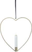 Indoor Dekoration Flamme Heart - Indoor, Messing, 28 cm Höhe, Timerfunktion