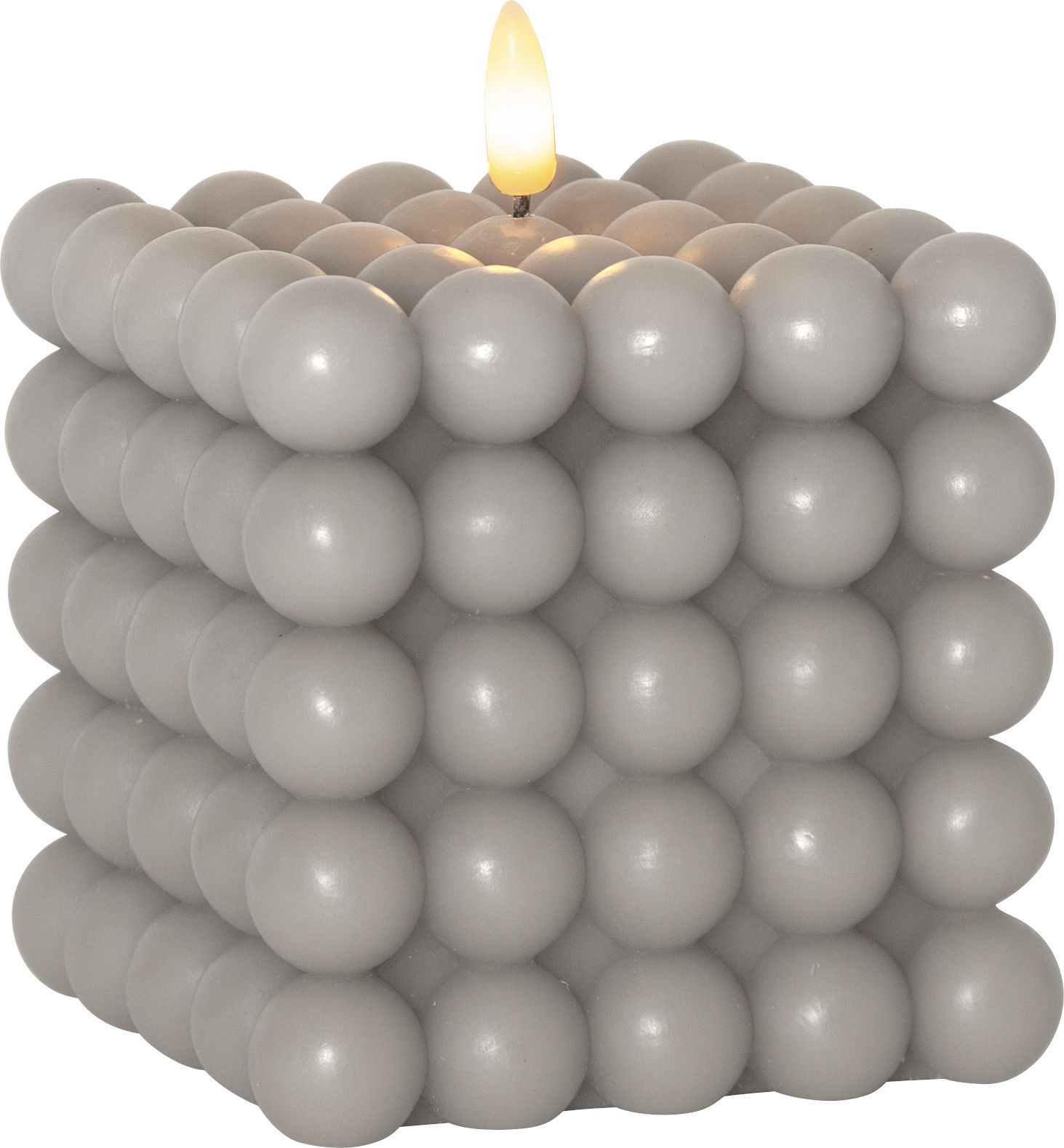 LED Pillar Kerze Flamme Dot - Indoor, Grau, 12.5 cm höhe, Timerfunktion