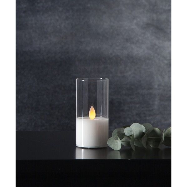 LED Pillar Kerze M-Twinkle - Indoor, Transparent, 10cm Höhe, Timerfunktion