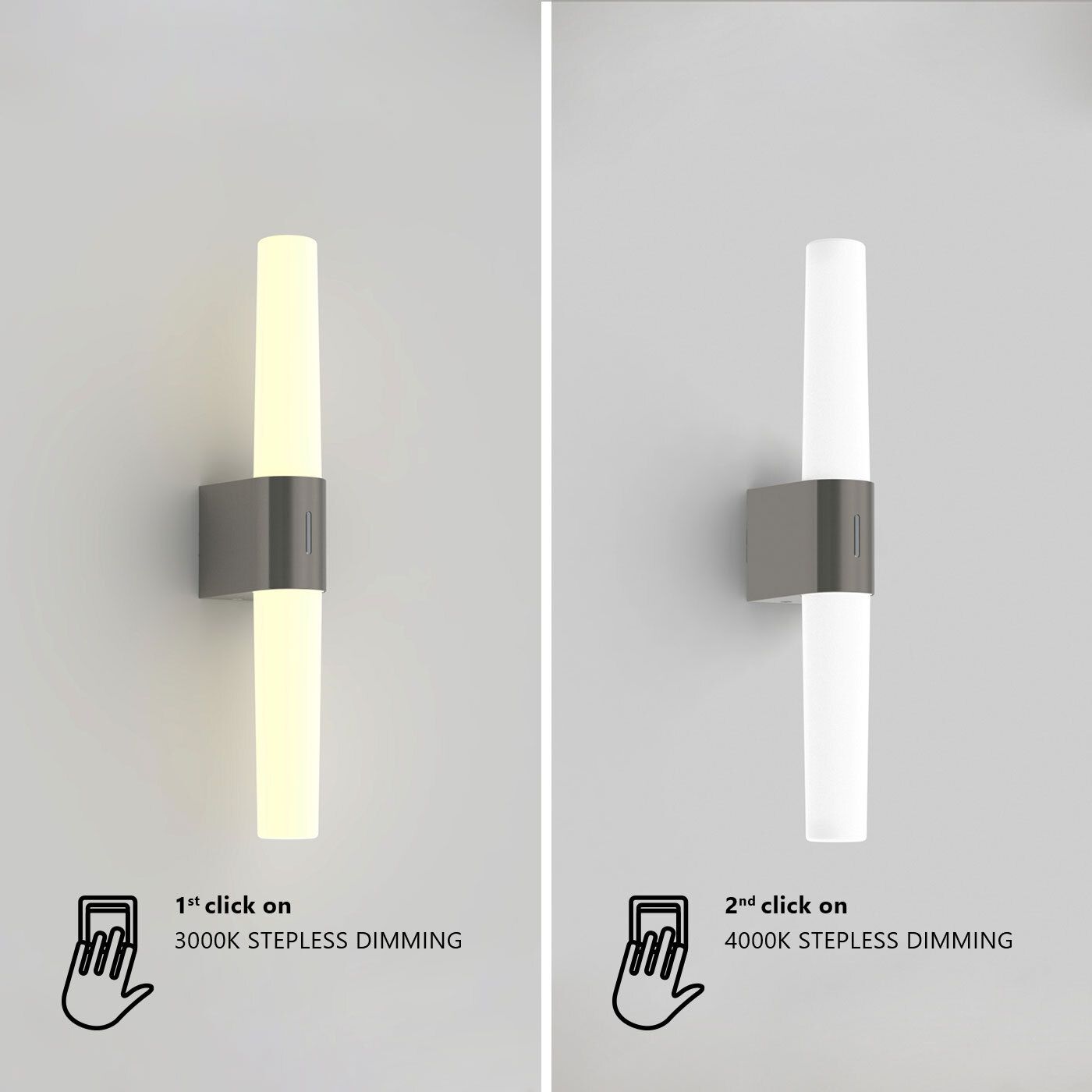 Helva,  Doppel- Wandleuchte, Nickel - LED Modul, 9W, IP44