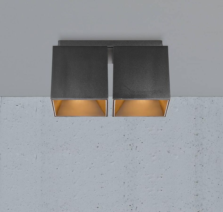 Anbauspot ETHAN - GU10 (exkl.), max. 2x10W (LED), IP20, schwarz-matt, dim. optional, L=105mm, B=216mm, H=120mm