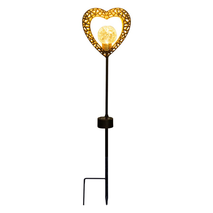 2er-Set LED-Solarleuchte HERZ mit Erdspieß H: 59 cm - IP44, 0.06W, Warmweiss