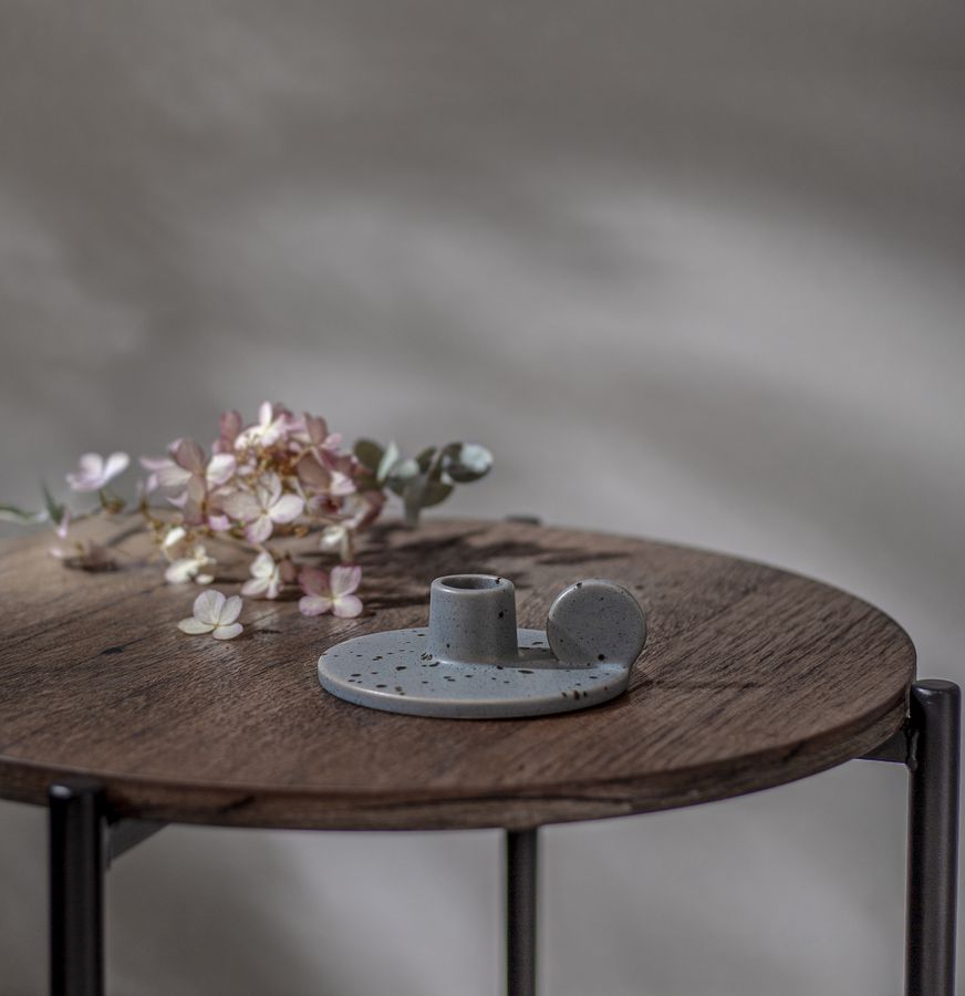 Kerzenhalter Plate - Indoor, Grau, 4.00cm Höhe