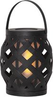 LED Laterne Flame - Outdoor, Schwarz, 16cm Höhe, Timerfunktion