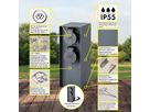IP55 Energiesäule 4xT13 - 230V AC, max. 10A, 4xT13, IP55, schwarz-matt, rostfrei, Überlastschutz, L=130mm, B=85mm, H=230mm