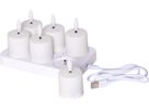 LED Kerze 6 Pack Flamme Charge - Indoor, Weiss, 8.50 cm Höhe, Timerfunktion