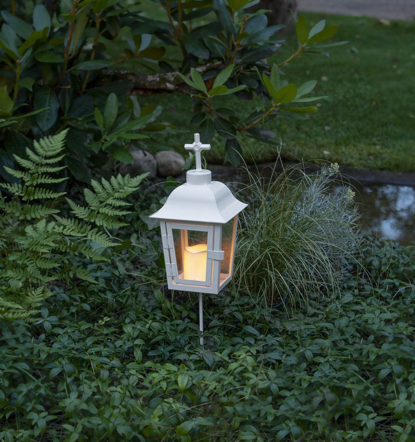 Laterne Serene - Outdoor, Weiss, 45cm Höhe, Timerfunktion