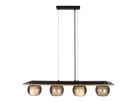 4er Pendelleuchte  TEXAS  L: 90cm smoky - IP20, E27, Schwarz