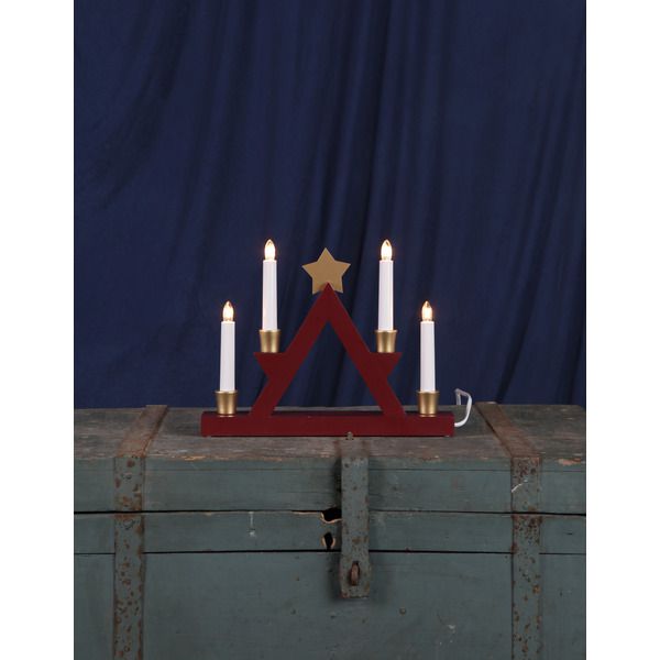 Kerzenleuchter Julle - IP20, Rot, Warmweiss