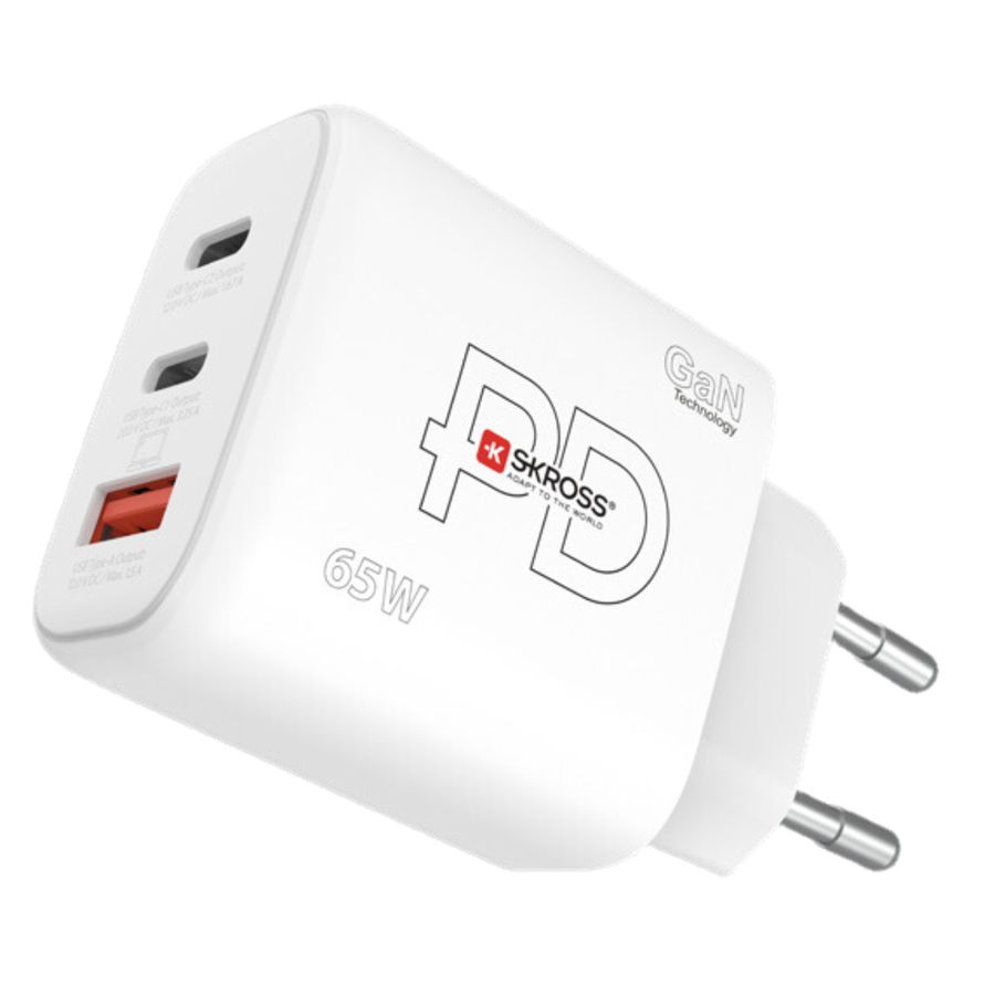 Power Charger 65W GaN EU - Out: 2-Pol EU, In: 1xUSB-C PD 5.0V, max. 65W, 1xUSB-C 5.0V, max. 20.0W, 1xUSB-A 5.0V, max. 18.0W