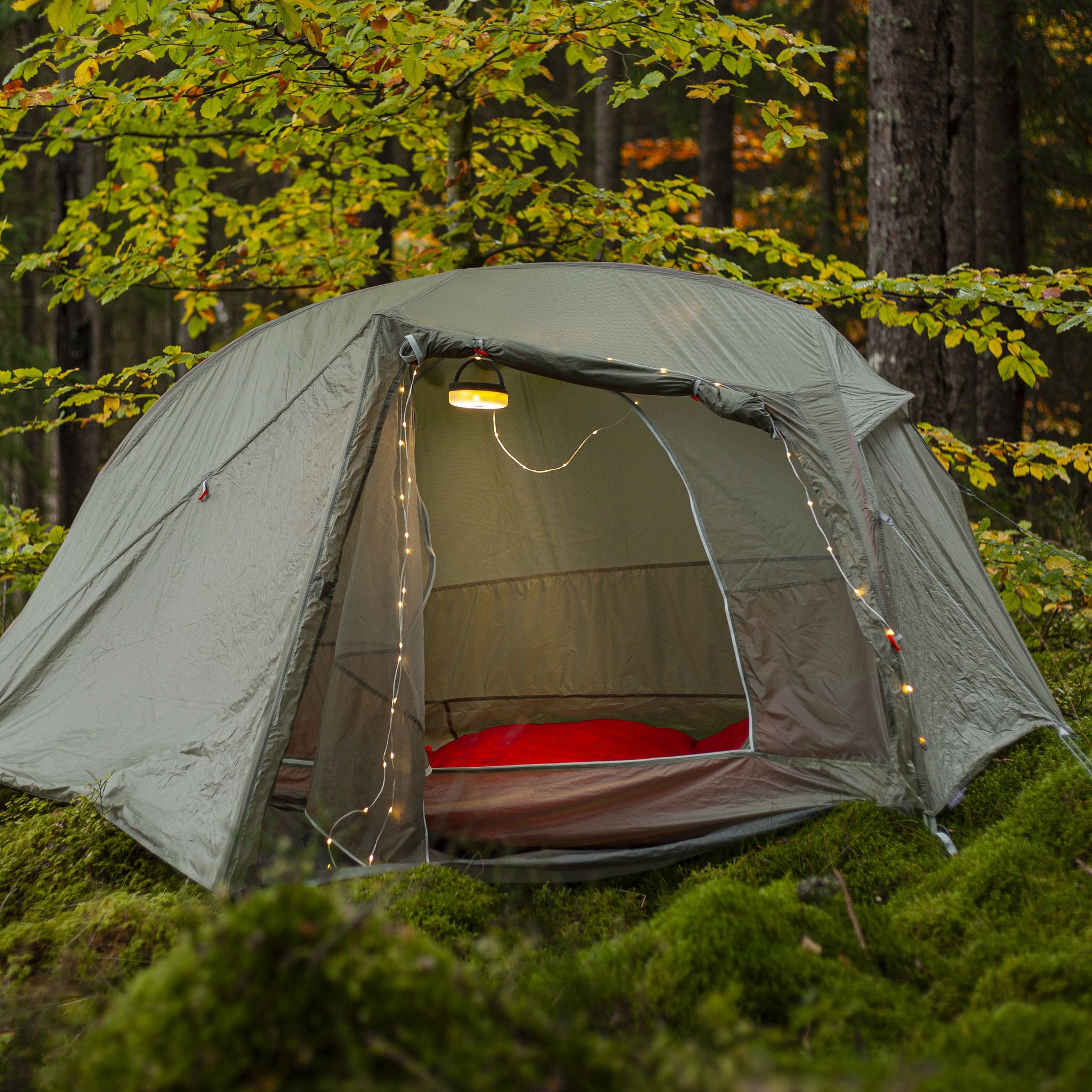 Akku Lichterkette Rondo - IP44, Warmweiss,Grün
