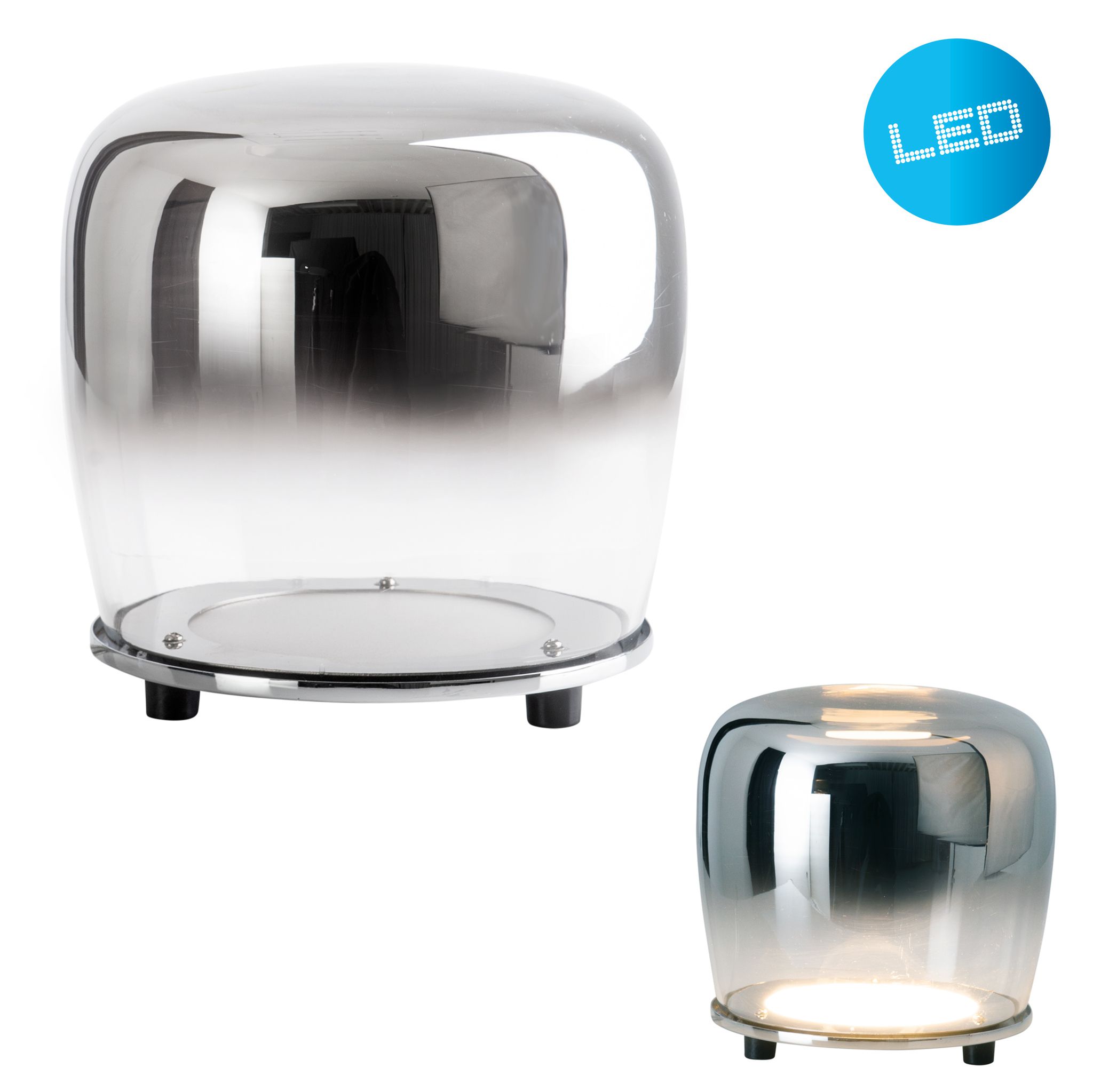 LED Tischleuchte Smoky d:18cm - LED fest verbaut, 3000K, warmweiss