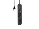 Steckdosenleiste Re:Life - 4x T13., 1.8m Kabel, schwarz