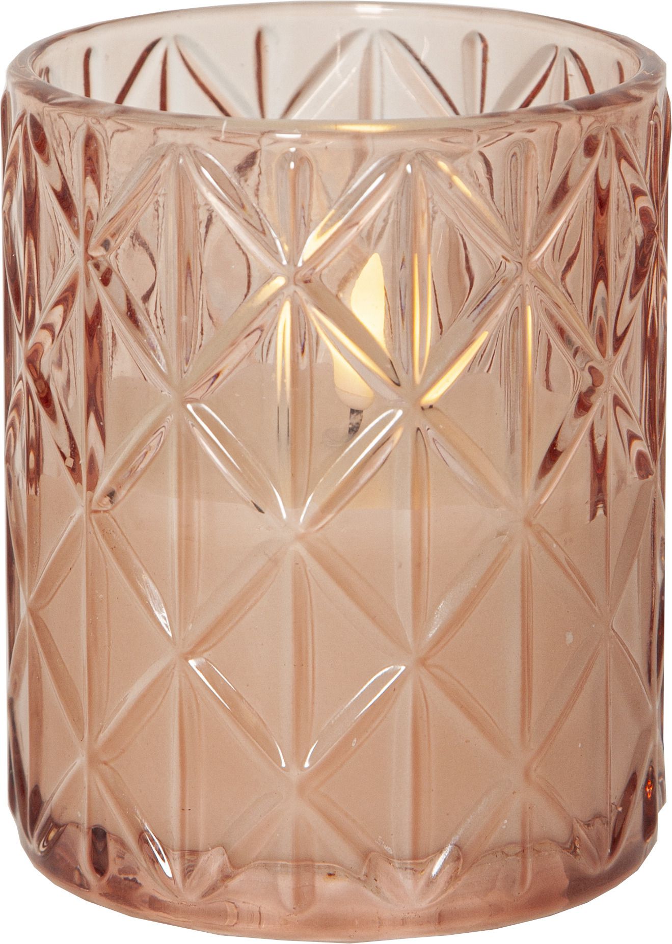 LED Kerze Flamme Romb - Indoor, Pink, 12.50 cm Höhe, Timerfunktion