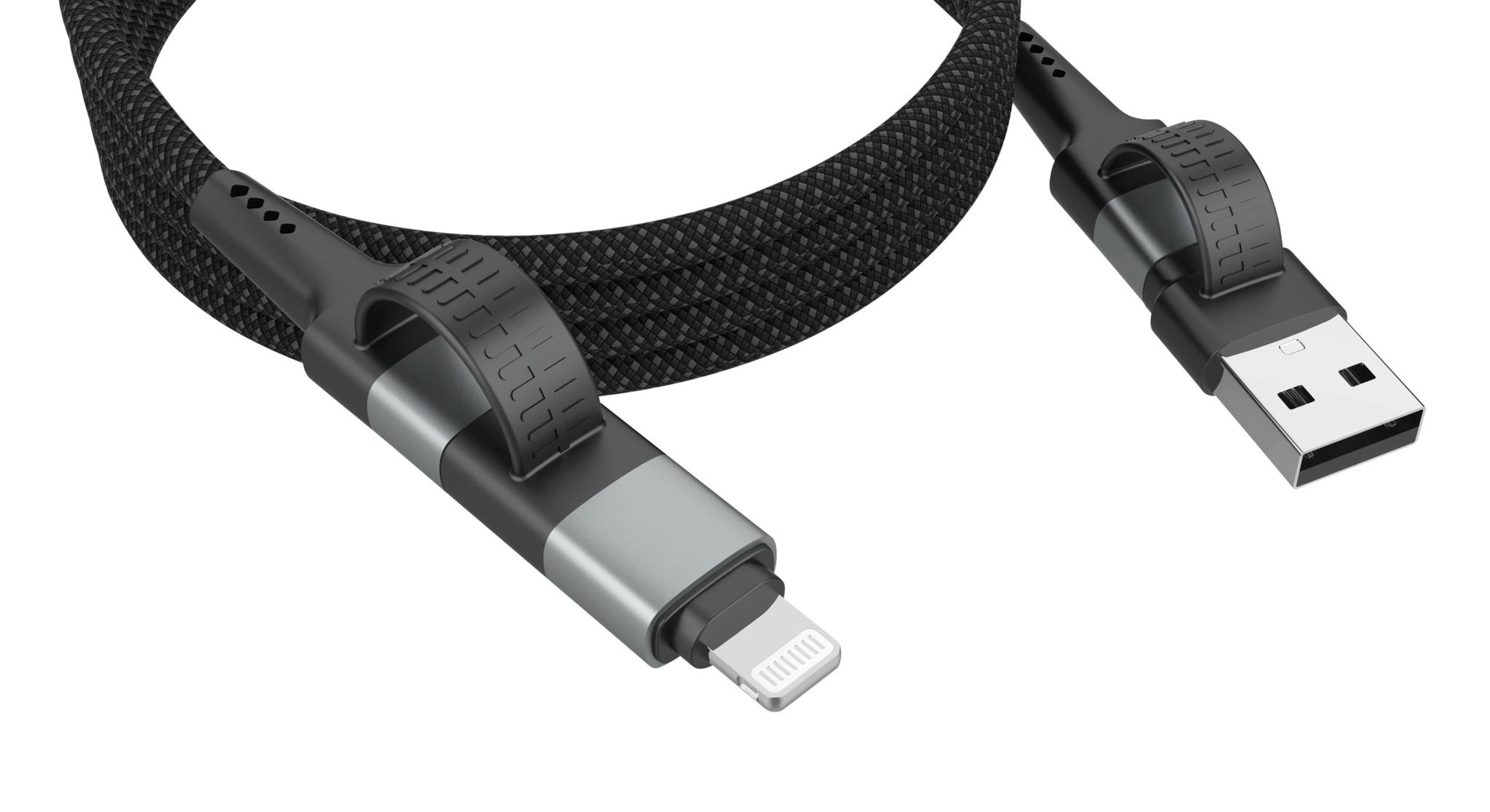 Magnetisches Kabel USB-A oder USB-C auf USB-C oder Lightning - 120 cm,  schwarz