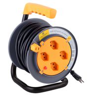 Enrouleur 4x T.13 - 4x T.13, 15m Kabel H05VV-F-3G1mm2, orange/schwarz, Thermoschutz, IP20